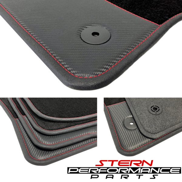Carbon Floor Mats Golf 7 (Red Stitching)